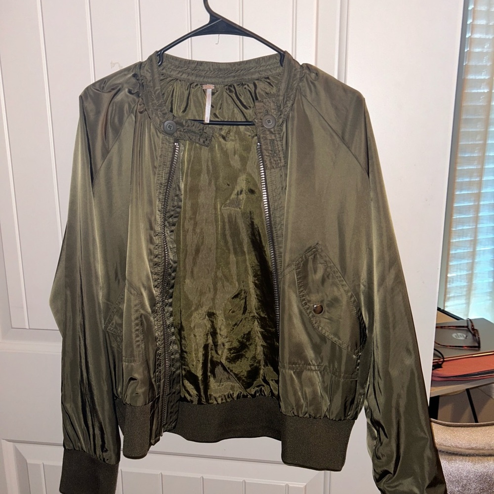Free people Olive Green Bomber Jacket